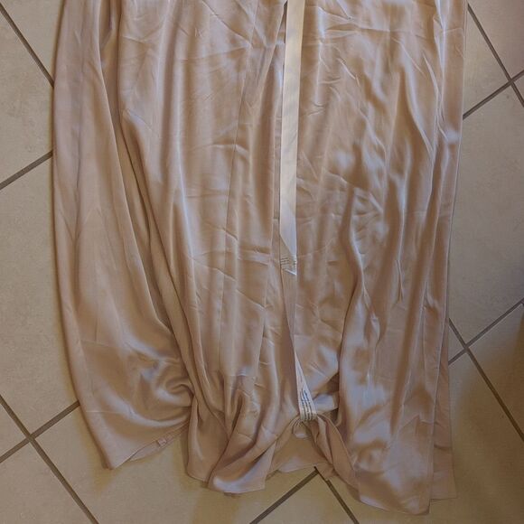 NWT Dessy Collection Off Shoulder Satin Maxi Dress Champagne Cream Color Size 18 - Picture 13 of 15